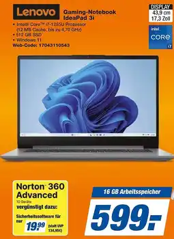 expert Techno Land Lenovo Gaming-Notebook IdeaPad 3i Angebot
