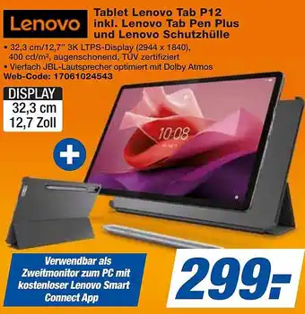 expert Techno Land Tablet Lenovo Tab P12 inkl. Lenovo Tab Pen Plus und Lenovo Schutzhülle Angebot