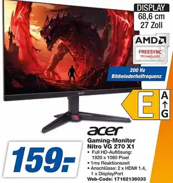 expert Techno Land acer Gaming-Monitor Nitro VG 270 X1 Angebot