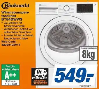 expert Techno Land Bauknecht Wärmepumpentrockner BT84DWWS Angebot