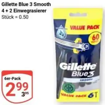 Globus Gillette Blue 3 Smooth 4+2 Einwegrasierer Angebot