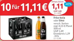 Budni fritz-kola oder limo Angebot