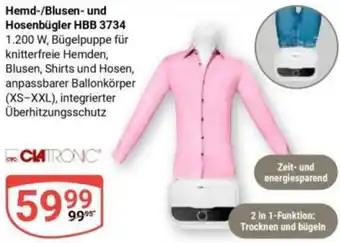 Globus CLATRONIC Hemd-/Blusen- und Hosenbügler HBB 3734 Angebot