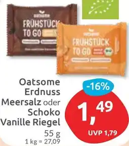 Budni Oatsome Erdnuss Meersalz oder Schoko Vanille Riegel Angebot