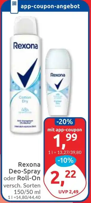 Budni Rexona Deo-Spray oder Roll-On Angebot