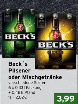 CAP Markt Beck's Pilsener oder Mischgetränke Angebot