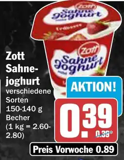 AEZ Zott Sahne Sahne joghurt Angebot