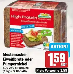 AEZ Mestemacher Eiweißbrote oder Pumpernickel Angebot