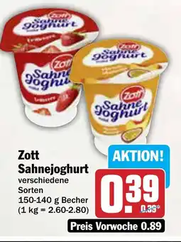 AEZ Zott Sahnejoghurt Angebot