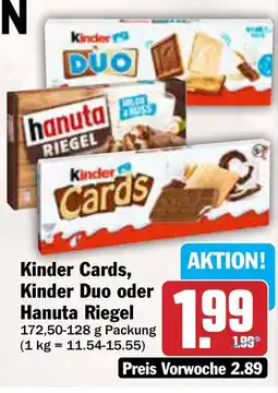 AEZ Kinder Cards, Kinder Duo oder Hanuta Riegel Angebot