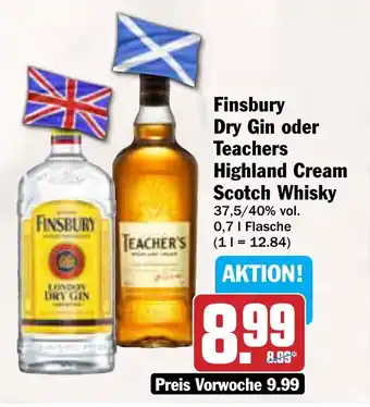 AEZ Finsbury Dry Gin oder Teachers Highland Cream Scotch Whisky Angebot