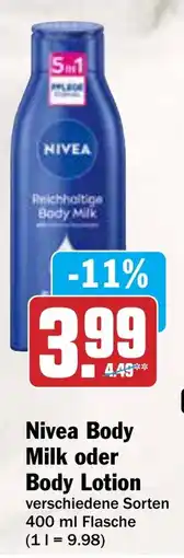 AEZ Nivea Body Milk oder Body Lotion Angebot