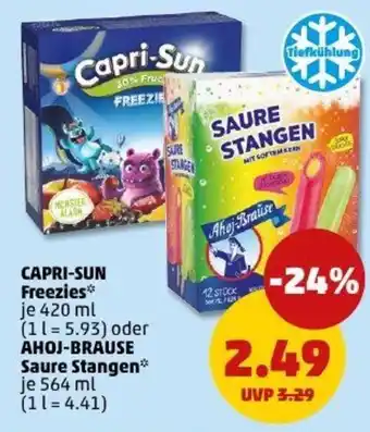 PENNY CAPRI-SUN Freezies oder AHOJ-BRAUSE Saure Stangen Angebot