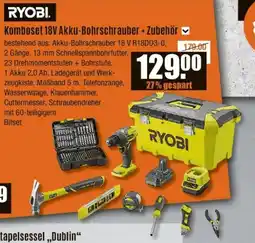 V Baumarkt RYOBI Komboset 18V Akku-Bohrschrauber + Zubehör Angebot