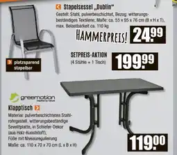 V Baumarkt greemotion Klapptisch + Stapelsessel,,Dublin" Angebot
