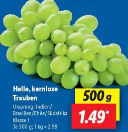 Lidl Helle, kernlose Trauben Angebot