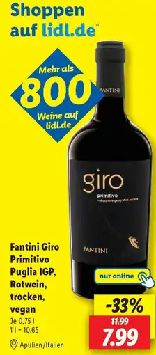 Lidl Fantini Giro Primitivo Puglia IGP, Rotwein, trocken, vegan Angebot