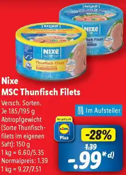 Lidl Nixe MSC Thunfisch Filets Angebot