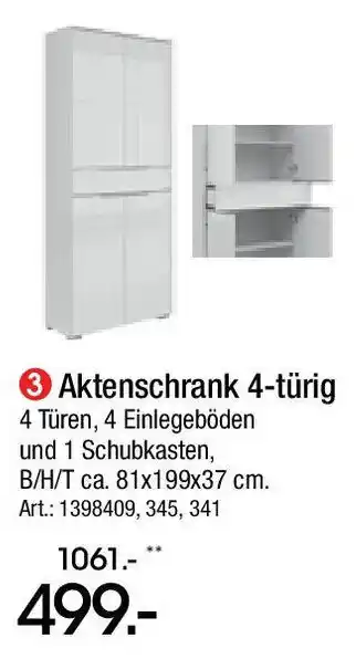 Zurbrüggen Aktenschrank 4-türig Angebot