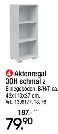 Zurbrüggen Aktenregal 30H schmal 2 Angebot