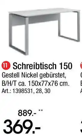 Zurbrüggen Schreibtisch 150 Angebot