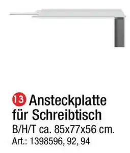 Zurbrüggen Ansteckplatte für Schreibtisch Angebot