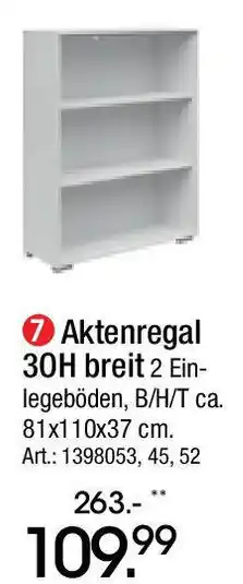 Zurbrüggen Aktenregal 30H breit Angebot