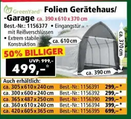 Norma GreenYard Folien Gerätehaus/-Garage ca. 390 x 610 x 370 cm Angebot