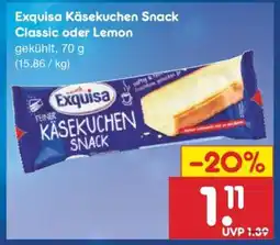 Netto Marken-Discount Exquisa Käsekuchen Snack Classic oder Lemon Angebot