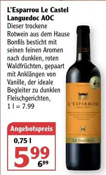 Globus L'Esparrou Le Castel Languedoc AOC 0,75L Angebot