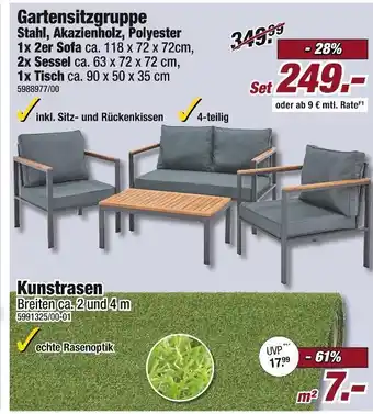 Poco Gartensitzgruppe und kunstrasen Angebot