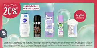 Rossmann Nivea 20 % rabatt auf deos und duschen Angebot