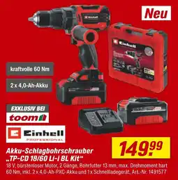 toom Baumarkt Einhell akku-schlagbohrschrauber „tp-cd 18/60 li-i bl kit“ Angebot