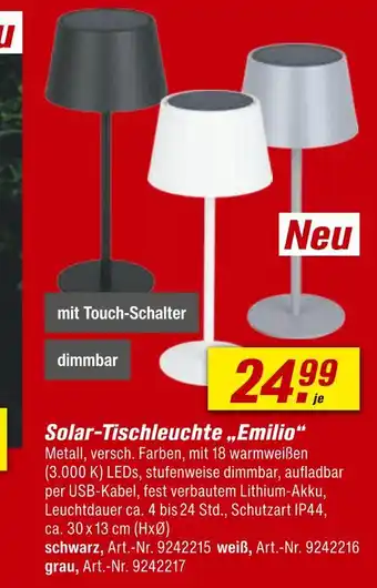 toom Baumarkt Solar-tischleuchte emilio Angebot