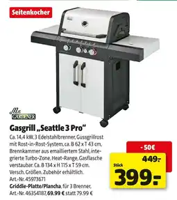 Hagebau Mr. gardener gasgrill „seattle 3 pro“ Angebot
