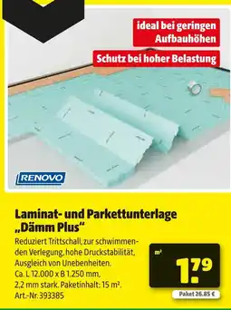 Hagebau Renovo laminat- und parkettunterlage „dämm plus“ Angebot