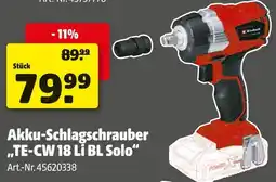 Hagebau Einhell akku-schlagschrauber „te-cw 18 li bl solo“ Angebot