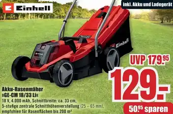 B1 Discount Baumarkt Einhell Akku-Rasenmäher GE-CM 18/33 Li Angebot
