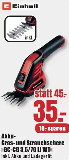 B1 Discount Baumarkt Einhell Akku Gras und Strauchschere »GC-CG 3,6/70 Li WT« Angebot