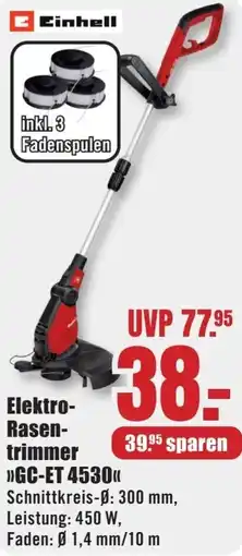 B1 Discount Baumarkt Einhell Elektro Rasentrimmer GC-ET 4530 Angebot