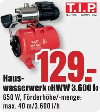B1 Discount Baumarkt T.I.P Hauswasserwerk HWW 3.600 l Angebot