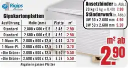 B1 Discount Baumarkt Rigips Gipskartonplatten Angebot