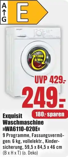 B1 Discount Baumarkt Exquisit Waschmaschine WA6110-020E Angebot