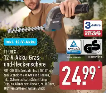 Aldi Nord FERREX 12-V-Akku-Gras und-Heckenschere Angebot