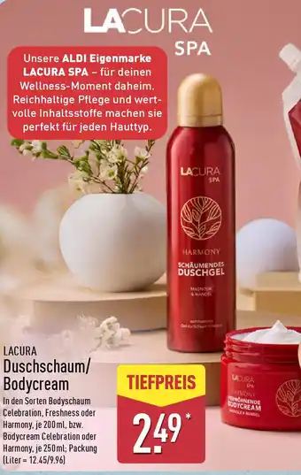 Aldi Nord LACURA Duschschaum/ Bodycream Angebot