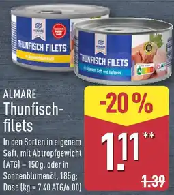 Aldi Nord ALMARE Thunfischfilets Angebot