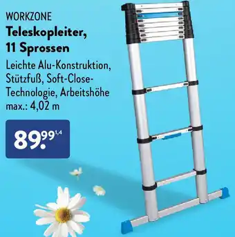 Aldi Nord WORKZONE Teleskopleiter, 11 Sprossen Angebot