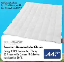 Aldi Nord TRAUMNACHT Sommer-Daunendecke Classic Angebot
