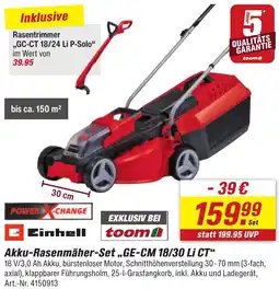 toom Baumarkt Einhell Akku-Rasenmäher-Set ,,GE-CM 18/30 Li CT" Angebot