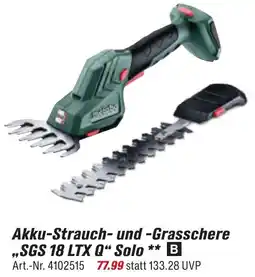 toom Baumarkt Metabo Akku-Strauch und -Grasschere ,,SGS 18 LTX Q" Solo Angebot
